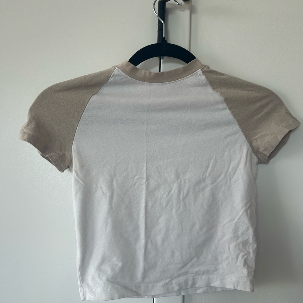 H&M Cream Tee with Tan Raglan Accents